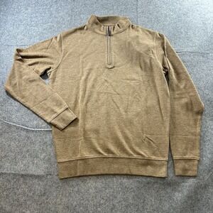 Horn Legend Quarter Zip Sweater Mens Small Cotton Blend Steel Brown